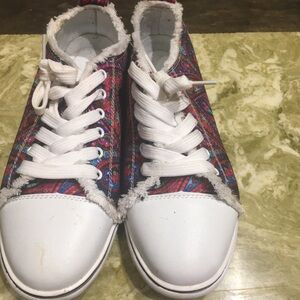 Colorful Paisley Lace-Up Sneakers with White Toe